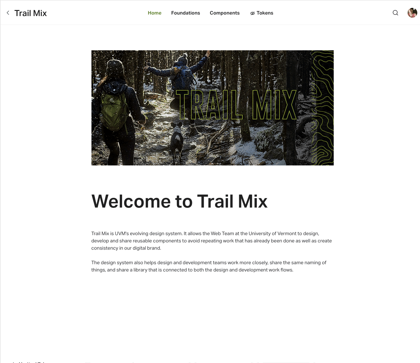 Trail Mix design system sample screen grabs