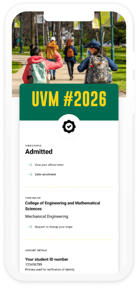 UVM Admissions Portal<br />
